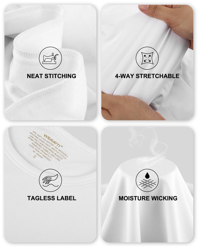 WEERTI ملابس داخلية حرارية للنساء WEERTI بنطلون طويل مع بطانة فليس للطبقة الأساسية للنساء للطقس البارد أعلى وأسفل أبيض - Image 4